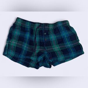 Stars Above Women's Plaid Pajama Shorts - Blue and Green